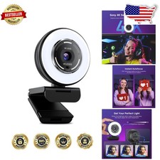 Pro 4K Webcam N680E, Auto Focus, Built-in Ring Light, Noise Canceling Mics, USB picture