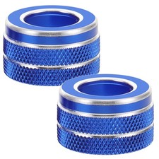 2Pcs Car Air Conditioner Control Knob Rings Blue Aluminum Durable Covers picture
