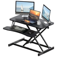 32 Inch Desk Converter, Height Adjustable Sit to Stand Riser, Dual Monitor  picture
