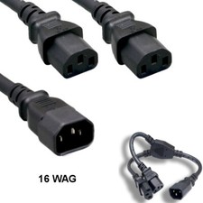 KNTK 3ft AC Power Cord IEC-60320 C14 to 2X C13 16 AWG 13A 250V SJT Cable picture