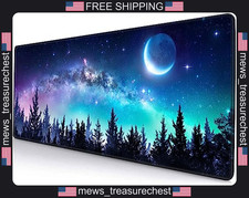 Large Mouse Pad with Stitched Edges, Galaxy Desk Mat, 31.5x11.8 Inch picture