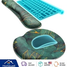 Memory Foam Keyboard Wrist Rest & Mouse Pad with Non-Slip Base - Stylish Leaves picture