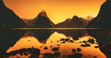 Landscape photography mountains lake sunset orange Custom Gaming Mat Desk picture