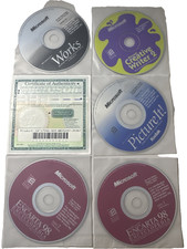 ​Microsoft Works 4.5 Encarta 98 Picture It Vintage PC Software COA OEM Bundle CD picture