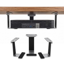 Heavy Duty Metal Under Desk Laptop Mini PC Mount Up To 3.15 Inch Silver Rack picture