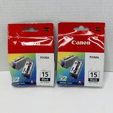 Canon BCI-15 Black Ink Cartridge 2-Pack Genuine New Sealed EXPIRED X 2 Lot Of 2 picture