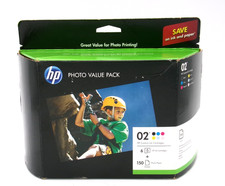 Genuine HP 02 Photo Value Pack 6 OEM Ink Cartridges 150 Sheets Exp 11/18 picture