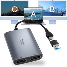 USB C to Dual HDMI Adapter 1080P 60Hz Multi-Monitor Splitter for Laptop/PC/Mac picture
