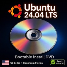 Ubuntu Linux 24.04 LTS 64-bit Bootable Live Install DVD NEW USA Seller picture
