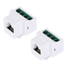 2 Pack RJ11 Cat 3 Telephone Jacks with Screw Terminal to RJ11 6P4C Female, White picture