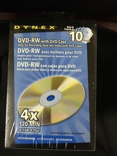 DYNEX DVD-RW 4X 120Min 4.7GB Rewritable10 Disc Brand New & Factory Sealed picture