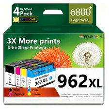 962XL High-Yield Ink Cartridges (4-Pack, KCMY) | Works for OfficeJet 9010 Series picture