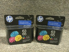 B7RT2AN New Genuine (2 pack) HP 63 / 65 Tri-color Ink Cartridges 12/2027 picture