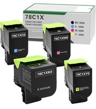 78C1XK0 4 Pack Toner 78C1XC0 78C1XM0 78C1XY0 Compatible CS421H CX421 78C1X picture