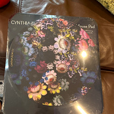 Cynthia Rowley Floral Patterned Mouse Pad Multicolor Black 9x8 in picture