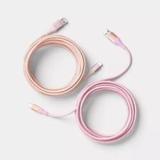 10ft USB-A to USB-C Braided Cable 2pk - heyday Bright Lilac Cosmetic Pink picture