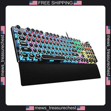Mechanical Gaming Keyboard Wired 104 Keys Retro Typewriter Style Blue Switch picture