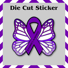 Alzheimer's Purple Butterfly Gloss Vinyl Sticker Decal -Water Bottles/Laptops picture