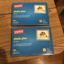 New Lot TWO Staples Photo Plus Gloss 4x6 8 Mil Paper 50 Sheet Box Item 508430 picture