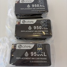 Sotek 950XL Black Replacement INK Cartridges Computer Printer NEW Lot of 3 Exp ? picture