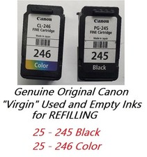 50 Virgin Genuine Empty Canon 245 & 246 Inkjet Cartridges EMPTIES FOR REFILLING picture
