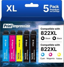 5Pack T822XL 822XL Ink Cartridge For Epson WorkForce Pro WF-3820 WF-4834 WF-4833 picture