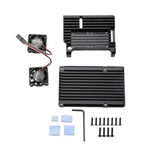 Metal Black Case Shell Box W/ Dual Fan Heatsink For Raspberry Pi 4 Model B 4B aa picture