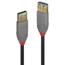 LINDY 36761 1m USB 3.2 Type A Extension Cable, 5Gbps, Anthra Line,Black picture