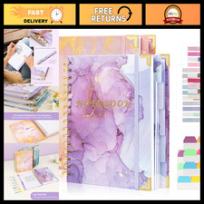 240 Pages A5 Spiral Notebook, 5 Subject Lined Journal for School & Office, Purpl picture