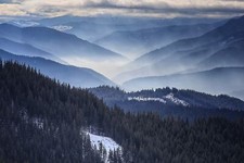 Landscape nature morning mist romania mountains forest Custom Gaming Mat Desk picture
