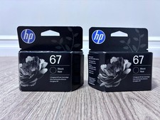 Pack of 2 Genuine HP 67 Black Ink Cartridges ~ 120 pages Original Exp 01/28 picture