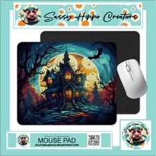 Mouse Pad Spooky Haunted House Happy Halloween Anti Slip Back Easy Clean picture