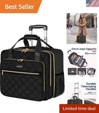 Rolling Laptop Bag Women, 17.3 Inch Rolling Briefcase for Women | 40L Extra L... picture