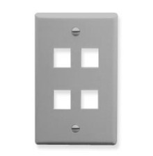 ICC 4-Port Single Gang Flat Faceplate - 4 x Total Number of Socket(s) (FACE4GR) picture