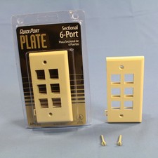 Leviton 40816-I Ivory 6-Port Quickport End Sectional Plastic Wallplates 2-pack picture