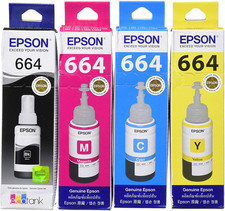 New Genuine Epson 664 Black Cyan Magenta Yellow Bottle ET-2500 picture