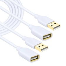 White Usb Extension Cable 2pack Usb 2.0 10ft/3m Usb Type A Male To A Female Usb picture