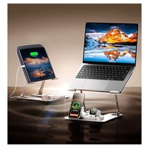 GUSGU GLS5 Aluminum Laptop Stand with QI2 3-in-1 Wireless Charger, Ergonomic Adj picture