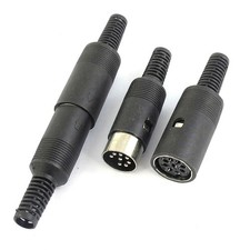 2Pair Black Plastic Coated DIN 8 Pin Female + Male Audio Connector 4