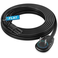 Flexible 360° Rotating Flat Plug TV Power Cord 12ft, Black picture