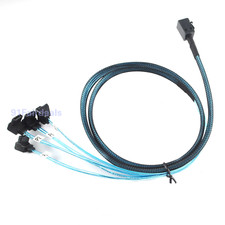 Mini SAS Line SFF-8643 to 4 Sata Port 7Pins 90°  Angle Hard Drive Data Cable 1M picture
