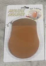 Universal Stick-On Mouse Pouch for Laptop~Slim Holder for Wireless~Brown picture