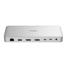 D-LINK 9-IN-1 USB4 DOCKING STATION 8K DISPLAYPORTS TRIPLE MONITOR - SILVER/WHITE picture