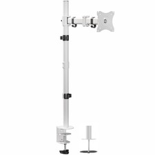 White Single Monitor Desk Mount Extra Tall Adjustable Stand for up to 32