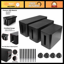 Cable Management Box Set - 3 Pack Cord Hider & Power Strip Cover for Desk, TV, C picture