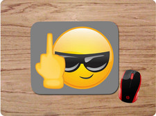 Emoji MIDDLE FINGER  CUSTOM DESIGN DESK PC MOUSE PAD MAT HOME OFFICE GIFT picture