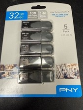PNY 32GB Turbo Attache 4 USB 3.2 Flash Drive 5 Pack High Speed Thumb Drives picture