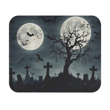 Graveyard Full Moon Mouse Pad Halloween Cemetery Creepy Desk Mat Customized NEW picture