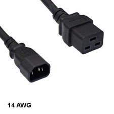 Kentek 6' ft 14 AWG Power Cord IEC-60320 C14 to C19 15A/250V SJT Heavy-Duty Blk picture