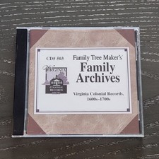 Family Tree Makers Family Archives CD 503 Virginia Colonial Records 1600s-1700s picture
